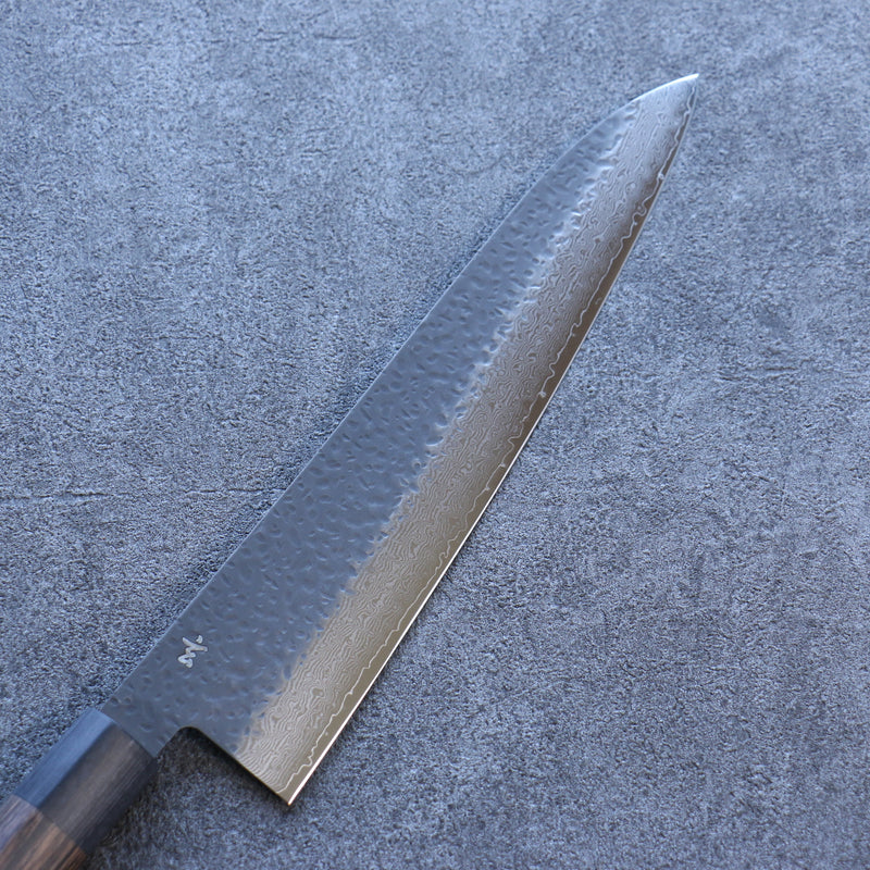 Shizu Gen VG10 Hammered Black Finished Gyuto  240mm Brown Pakka wood Handle - Japannywholesale