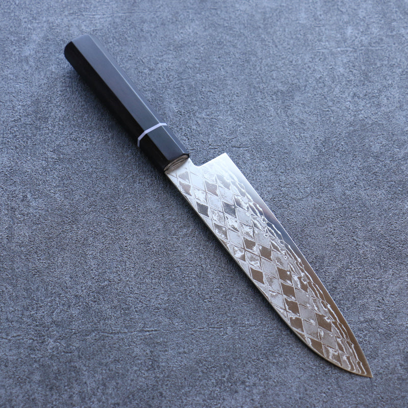 Seisuke AUS10 Mirror Crossed Santoku  180mm Black Pakka wood Handle - Japannywholesale