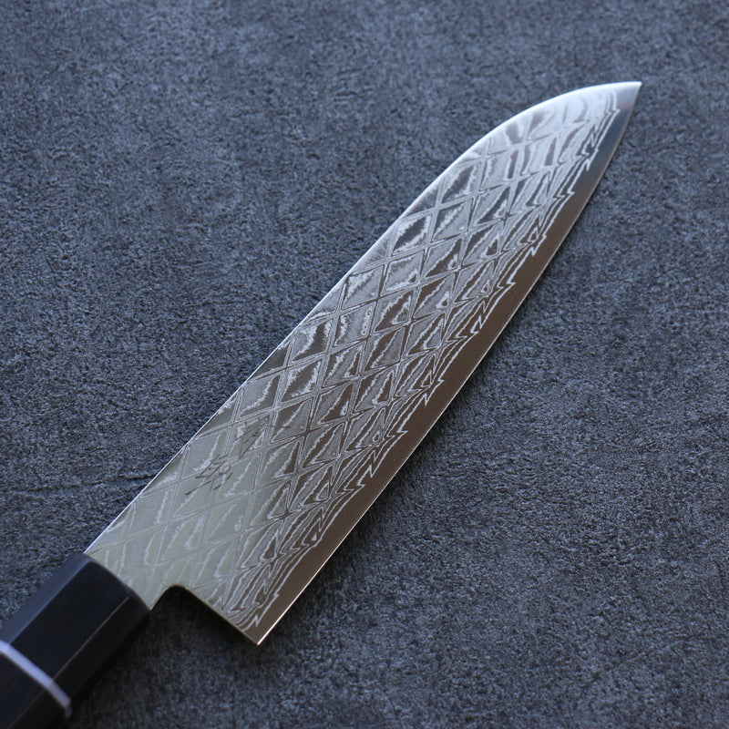 Seisuke AUS10 Mirror Crossed Santoku  180mm Black Pakka wood Handle - Japannywholesale