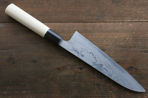 Shigeki Tanaka Blue Steel No.2 17 Layer Damascus Japanese Chef's Gyuto Knife 180mm  with Magnolia Handle (ferrule: Water Buffalo) - Japannywholesale