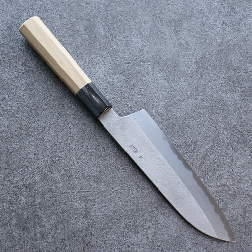 Kikuzuki White Steel No.2 Nashiji Santoku  180mm Magnolia Handle - Japannywholesale