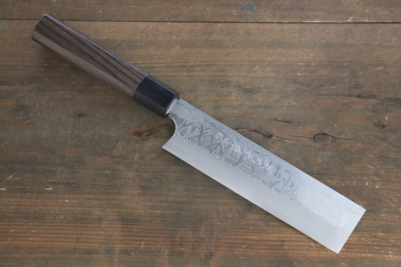 Hideo Kitaoka White Steel No.2 Damascus Kakugata Usuba  165mm Shitan Handle - Japannywholesale