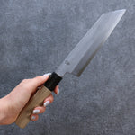 Kikuzuki White Steel No.2 Nashiji Kiritsuke Santoku  180mm Magnolia Handle - Japannywholesale