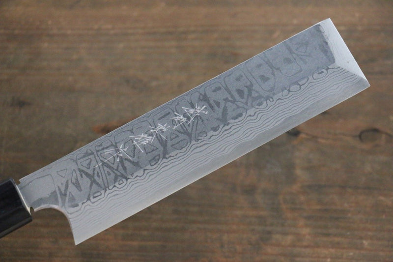 Hideo Kitaoka White Steel No.2 Damascus Kakugata Usuba  165mm Shitan Handle - Japannywholesale