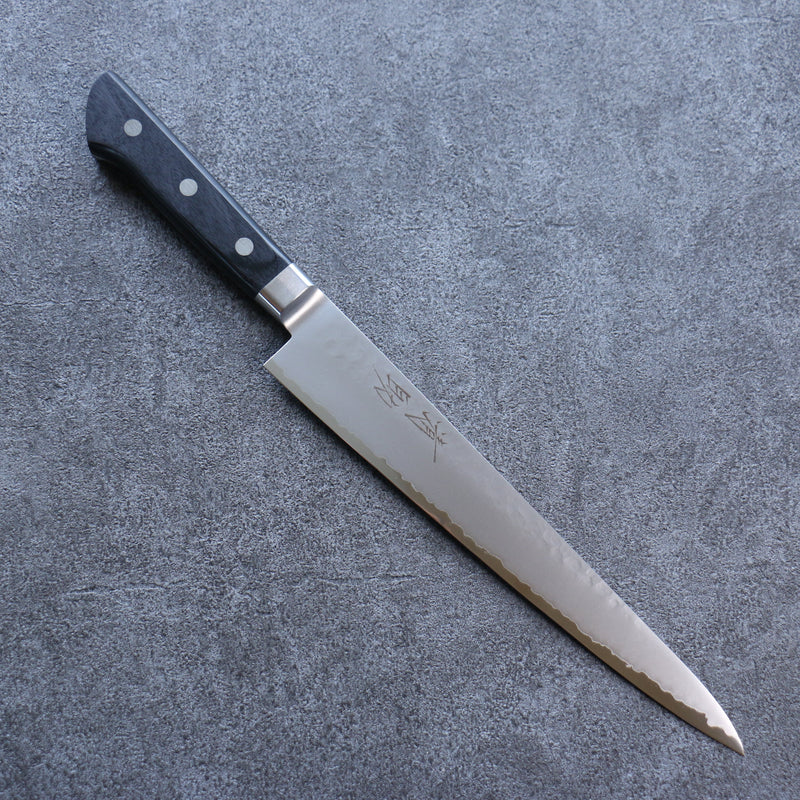 Seisuke VG5 Hammered Kasumitogi Sujihiki  240mm Black Pakka wood Handle - Japannywholesale