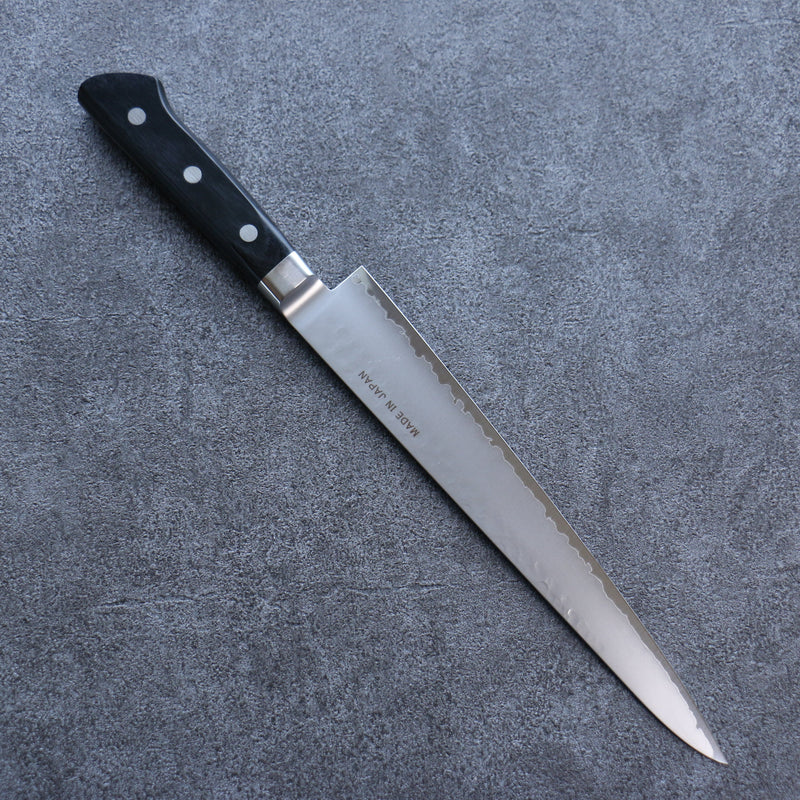 Seisuke VG5 Hammered Kasumitogi Sujihiki  240mm Black Pakka wood Handle - Japannywholesale