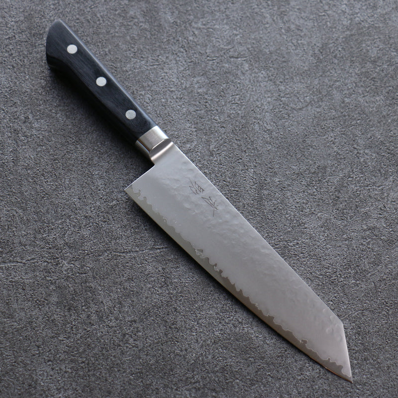 Seisuke VG5 Hammered Kasumitogi Kiritsuke Santoku  190mm Black Pakka wood Handle - Japannywholesale