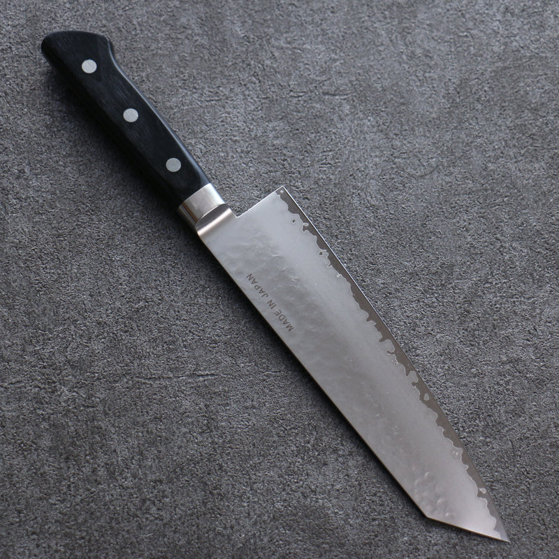 Seisuke VG5 Hammered Kasumitogi Kiritsuke Santoku  190mm Black Pakka wood Handle - Japannywholesale