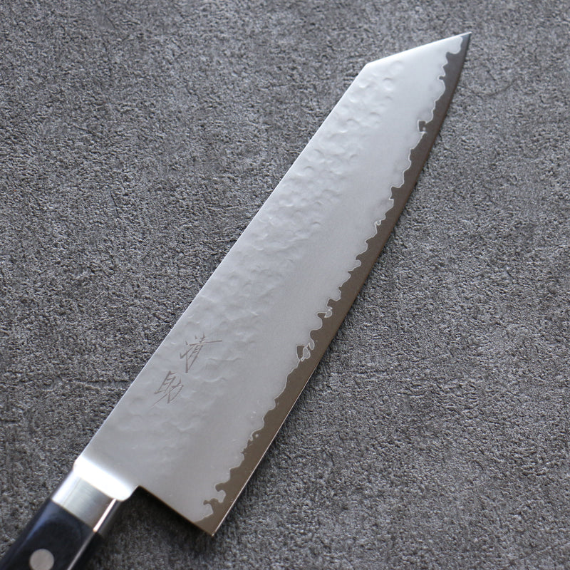 Seisuke VG5 Hammered Kasumitogi Kiritsuke Santoku  190mm Black Pakka wood Handle - Japannywholesale