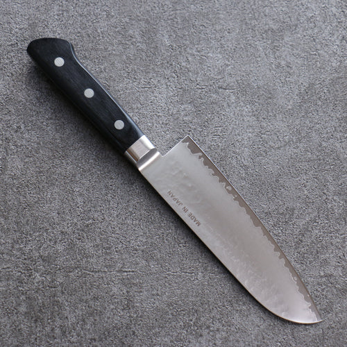 Seisuke VG5 Hammered Kasumitogi Santoku  160mm Black Pakka wood Handle - Japannywholesale