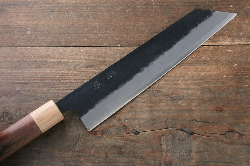 Seisuke Kokubyaku Blue Super Hammered Kurouchi Kiritsuke Gyuto  210mm Morado Handle - Japannywholesale