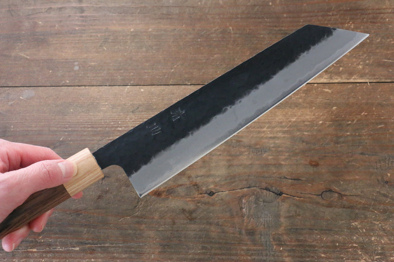 Seisuke Kokubyaku Blue Super Hammered Kurouchi Kiritsuke Gyuto  210mm Morado Handle - Japannywholesale