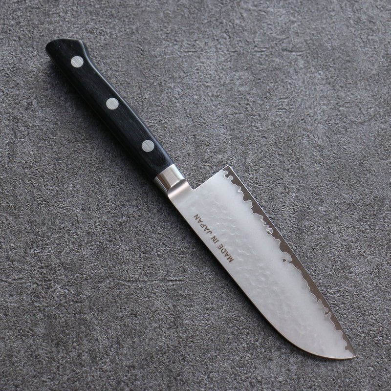 Seisuke VG5 Hammered Kasumitogi Santoku  120mm Black Pakka wood Handle - Japannywholesale