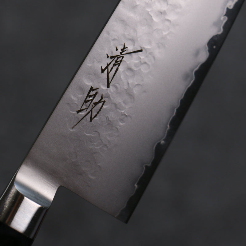 Seisuke VG5 Hammered Kasumitogi Santoku  120mm Black Pakka wood Handle - Japannywholesale