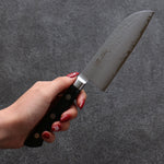 Seisuke VG5 Hammered Kasumitogi Santoku  120mm Black Pakka wood Handle - Japannywholesale