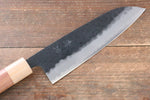 Seisuke Kokubyaku Blue Super Hammered Santoku  165mm Morado Handle - Japannywholesale