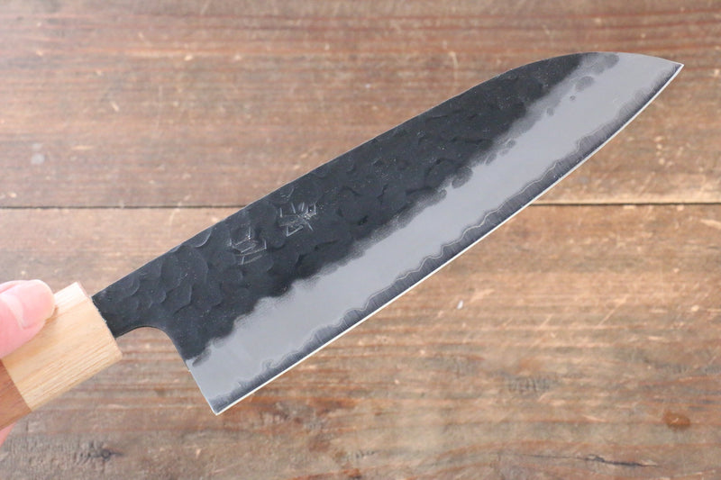 Seisuke Kokubyaku Blue Super Hammered Santoku  165mm Morado Handle - Japannywholesale