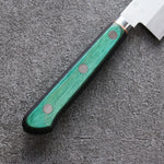 Sakai Kikumori Blue Steel No.1 Small Santoku Japanese Knife 140mm Green Pakka wood Handle - Japannywholesale