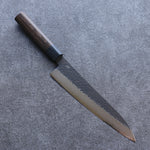 Shizu Gen VG10 Hammered Black Finished Gyuto  210mm Brown Pakka wood Handle - Japannywholesale