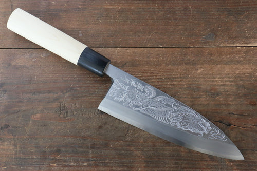 Sakai Takayuki Kasumitogi White Steel Ittouryumon engraving Deba - Japannywholesale