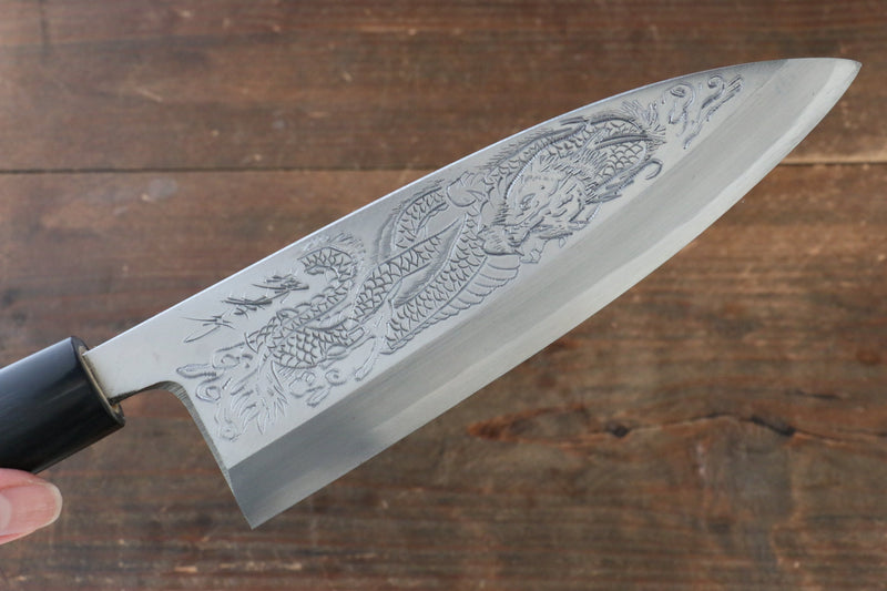 Sakai Takayuki Kasumitogi White Steel Ittouryumon engraving Deba - Japannywholesale