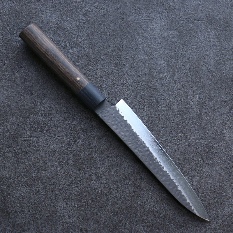 Shizu Gen VG10 Hammered Black Finished Petty-Utility  160mm Brown Pakka wood Handle - Japannywholesale