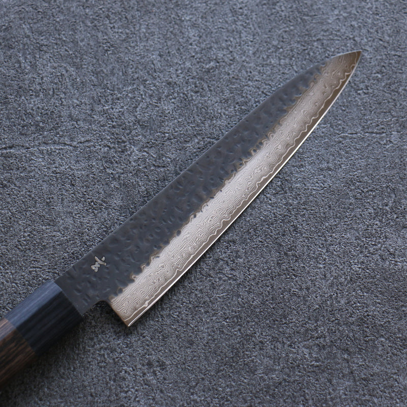 Shizu Gen VG10 Hammered Black Finished Petty-Utility  160mm Brown Pakka wood Handle - Japannywholesale