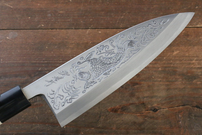 Sakai Takayuki Kasumitogi White Steel Sojyonokoi engraving Deba - Japannywholesale