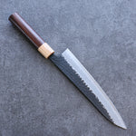 Seisuke Shitan Blue Super Hammered Kurouchi Gyuto  210mm Shitan Handle - Japannywholesale