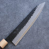 Seisuke Shitan Blue Super Hammered Kurouchi Gyuto  210mm Shitan Handle - Japannywholesale