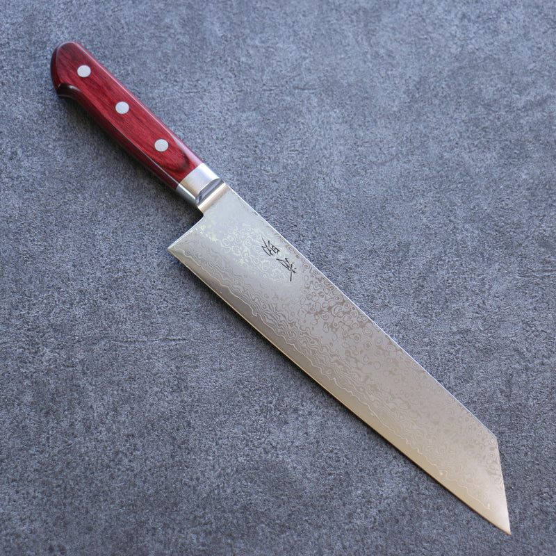 Seisuke VG10 33 Layer Mirrored Finish Damascus Kiritsuke Gyuto  210mm Red Pakka wood Handle - Japannywholesale