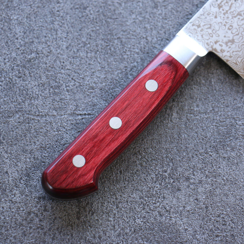 Seisuke VG10 33 Layer Mirrored Finish Damascus Kiritsuke Gyuto  210mm Red Pakka wood Handle - Japannywholesale