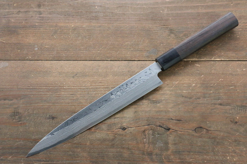 [Left Handed] Hideo Kitaoka White Steel No.2 Damascus Yanagiba Japanese Chef Knife 210mm - Japannywholesale