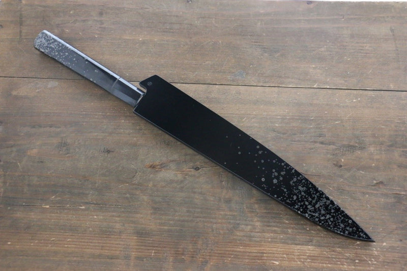 Sakai Takayuki AUS-10 45 Layer Damascus Hammered Sujihiki Japanese Chef Knife 240mm Silver Dots Lacquered Handle With Saya - Japannywholesale