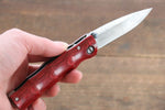 MCUSTA Take (Bamboo) Stainless Steel Damascus Pocket Knife 71mm Pakka wood Handle - Japannywholesale