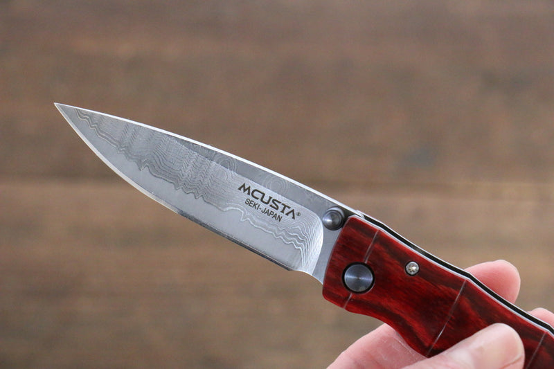 MCUSTA Take (Bamboo) Stainless Steel Damascus Pocket Knife 71mm Pakka wood Handle - Japannywholesale
