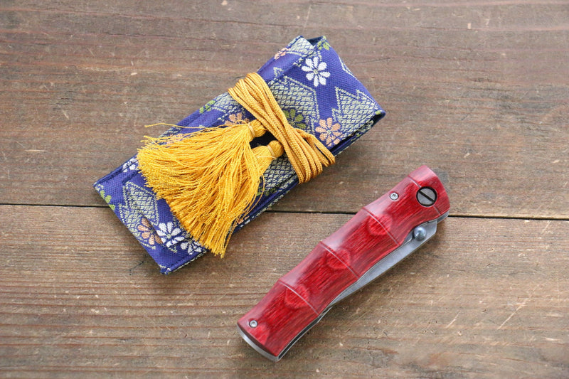 MCUSTA Take (Bamboo) Stainless Steel Damascus Pocket Knife 71mm Pakka wood Handle - Japannywholesale