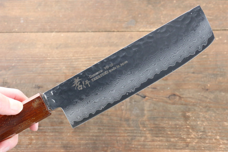 Sakai Takayuki VG10 33 Layer Damascus Nakiri  160mm Live oak Lacquered (Seiren) Handle - Japannywholesale