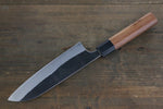 Yoshimi Kato Blue Super Clad Kurouchi Santoku Japanese Chef Knife 165mm Honduras Handle - Japannywholesale