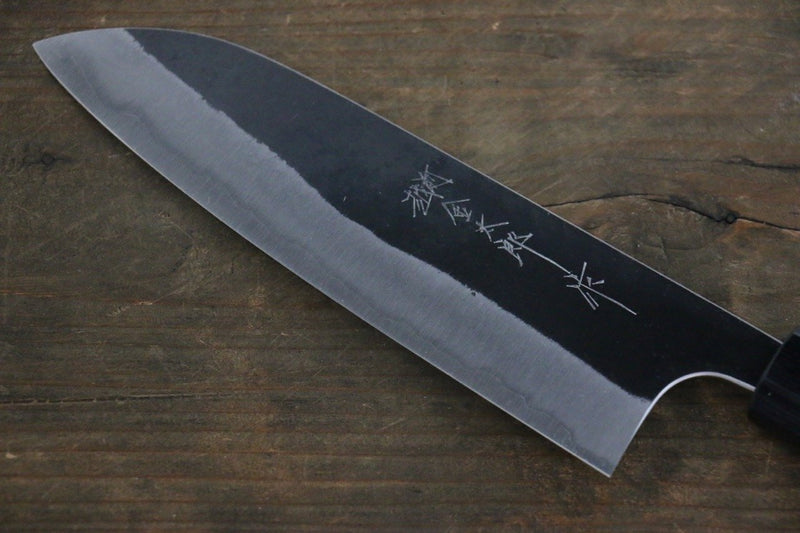 Yoshimi Kato Blue Super Clad Kurouchi Santoku Japanese Chef Knife 165mm Honduras Handle - Japannywholesale