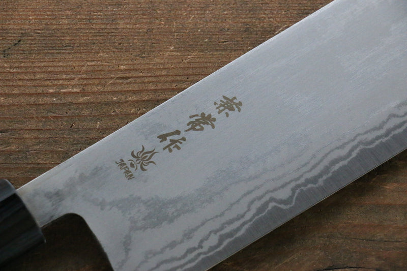 Kanetsune Blue Steel No.2 Damascus Nakiri  165mm Shitan Handle - Japannywholesale