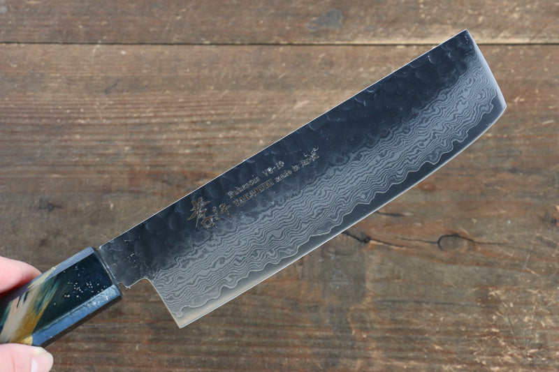 Sakai Takayuki VG10 33 Layer Damascus Nakiri  160mm Live oak Lacquered (Saiseki) Handle - Japannywholesale