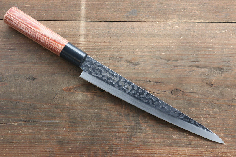 Kanetsune DSR-1K6 Hammered Sujihiki  210mm Red Pakka wood Handle - Japannywholesale