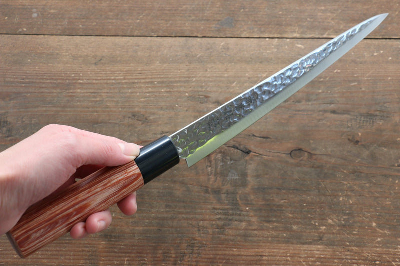 Kanetsune DSR-1K6 Hammered Sujihiki  210mm Red Pakka wood Handle - Japannywholesale