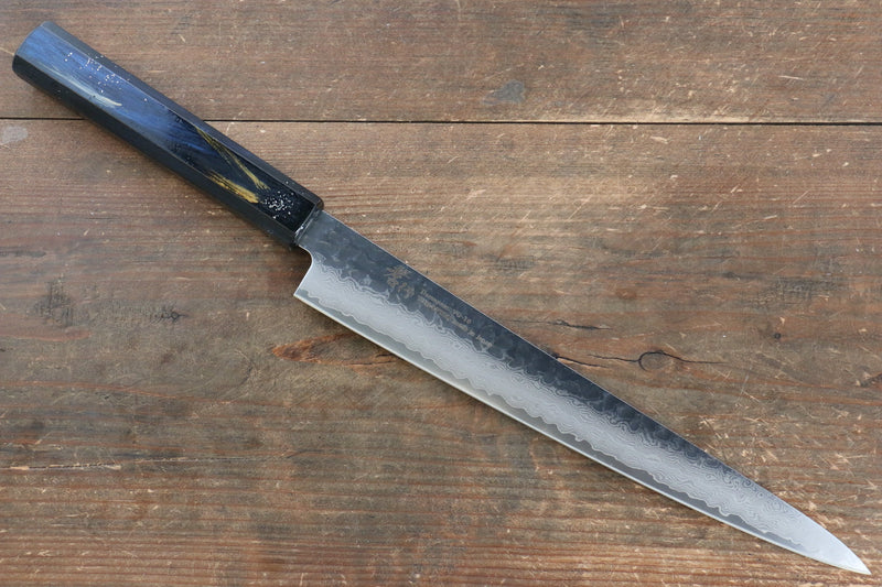 Sakai Takayuki VG10 33 Layer Damascus Sujihiki  240mm Live oak Lacquered (Saiseki) Handle - Japannywholesale