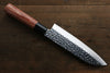 Kanetsune DSR-1K6 Hammered Santoku  165mm Red Pakka wood Handle - Japannywholesale