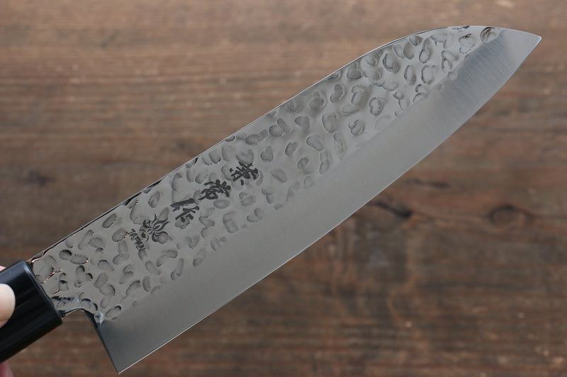 Kanetsune DSR-1K6 Hammered Santoku  165mm Red Pakka wood Handle - Japannywholesale