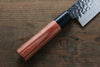 Kanetsune DSR-1K6 Hammered Santoku  165mm Red Pakka wood Handle - Japannywholesale