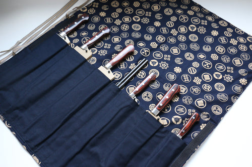 Japanese Style Knife Roll Kanji-U-Goldkamon 7 Pockets - Japannywholesale