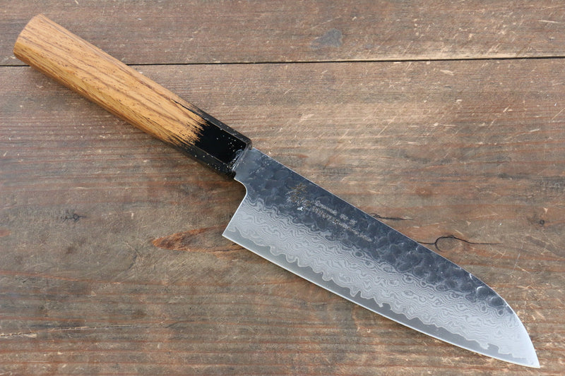 Sakai Takayuki VG10 33 Layer Damascus Santoku  170mm Live oak Lacquered (Kokushin) Handle - Japannywholesale